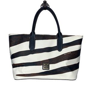 Dooney & Bourke Serengeti Zebra White Brown Black Leather Brielle Tote Bag Purse